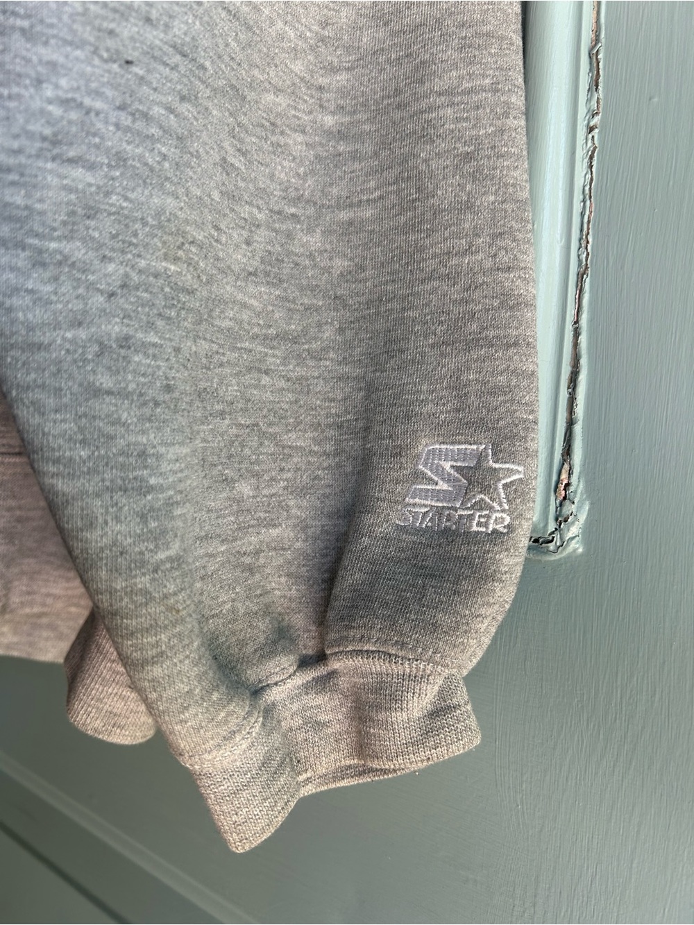 Vintage Y2K 90s Starter Hoodie Pullover Sweatshirt 1/4 Button Light Grey Men’s M - Picture 6 of 11